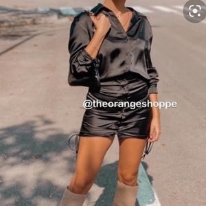 Zara Satin Effect Ruched Dress